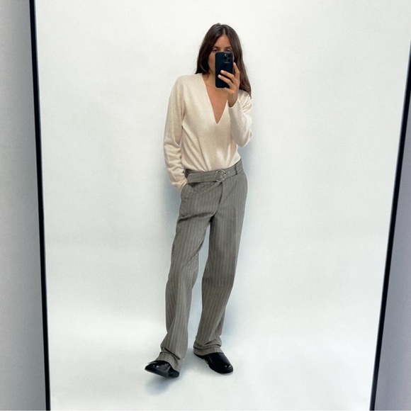 STRAIGHT LEG HERRINGBONE PANTS - Picture 2 of 7